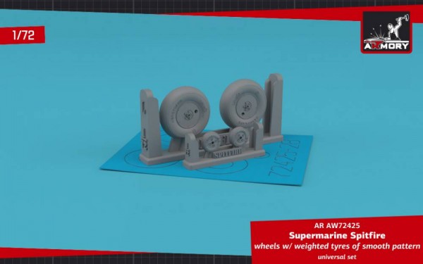 AR AW72425   Supermarine Spitfire wheels w/ weighted tyres of smooth pattern & covered hubs (1/72) (thumb81077)